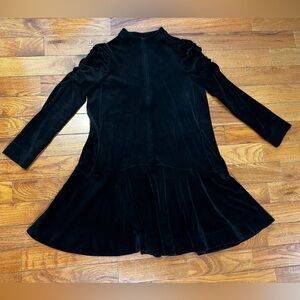 ME+EM Black Velour Ruched Zip Front Swing Dress Women’s 8 Preowned